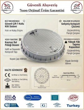 Luxwares Rögar Kapağı - El Tutmalı - Çerçeveli - Menhol Kapak - 40cm