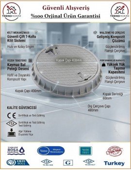 Luxwares Rögar Kapağı - El Tutmalı - Çerçeveli - Menhol Kapak - 40cm