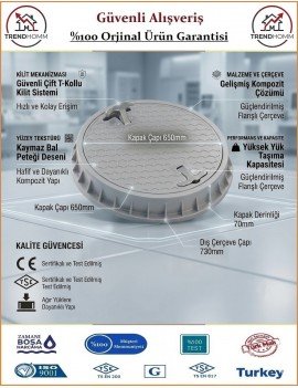 Luxwares Rögar Kapağı - El Tutmalı - Çerçeveli - Menhol Kapak - 65cm