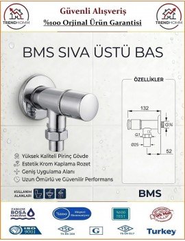 Bms Zaman Ayarlı Sıva Üstü Bas 3/4'' - %100 Prinç