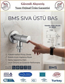 Bms Zaman Ayarlı Sıva Üstü Bas 3/4'' - %100 Prinç