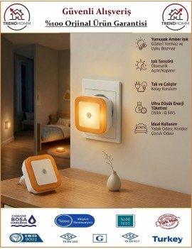 Cata Fotoselli Gece Lambası - Sensörlü Gece Lambası - Amber Işık