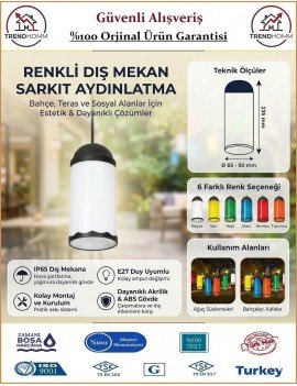 Ağaç Feneri - Beyaz - Dekoratif Bahçe Feneri - Su Geçirmez