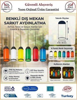 Ağaç Feneri - 6 Renk - Dekoratif Bahçe Feneri - Su Geçirmez