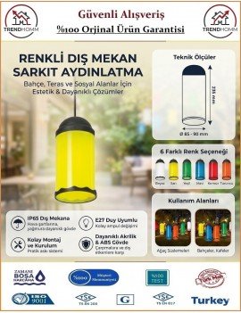 Ağaç Feneri - Sarı - Dekoratif Bahçe Feneri - Su Geçirmez