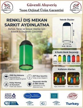 Ağaç Feneri - Yeşil - Dekoratif Bahçe Feneri - Su Geçirmez