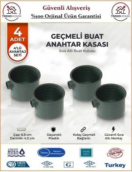 Geçmeli Anahtar Kasası - Sıva Altı - Siyah - 4 Adet