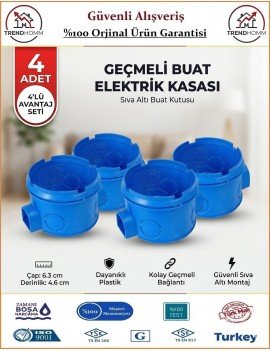 Geçmeli Priz Kasası - Halojen Free Alev Yaymayan Kasa - 4 Adet