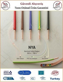 Öznur NYA 1,5mm Sarı Tek Damar Kablo