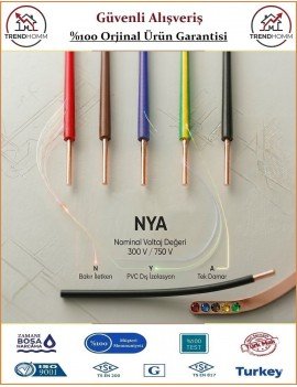 Öznur NYA 1,5mm Siyah Tek Damar Kablo