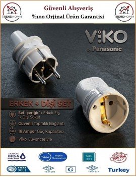 Viko Erkek Fiş + Dişi Fiş - İkisi Bir Arada - Topraklı