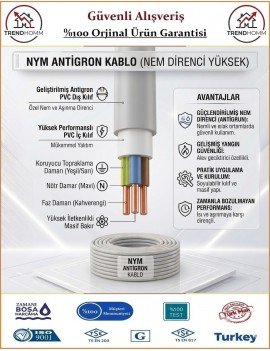 Öznur 3x1,5 NYM Antigron Elektrik Kablosu - %100 Bakır