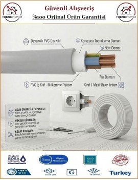 Öznur 3x1,5 NYM Antigron Elektrik Kablosu - %100 Bakır