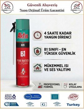Akfix Yangına Dayanıklı Poliüretan Köpük 850 GR - B1 Sertifikalı