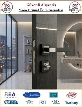 Sofuoğlu Asude Rozetli Kapı Kolu - Mat Siyah Saten - Wc Banyo Sofuoğlu Asude Rozetli Kapı Kolu - Mat Siyah Saten - Wc Banyo