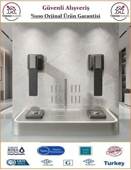 Sofuoğlu Asude Rozetli Kapı Kolu - Mat Siyah Saten - Wc Banyo