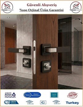 Sofuoğlu Asude Rozetli Kapı Kolu - Mat Siyah Saten - Wc Banyo