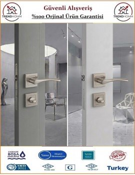 Çelebi Bravo Rozetli İç Kapı Kolu - Parlak Nikel - Wc Banyo