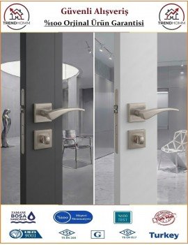 Çelebi Kartal Rozetli İç Kapı Kolu - Parlak Nikel - Wc Banyo