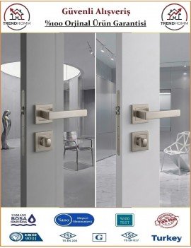 Çelebi Lama Rozetli İç Kapı Kolu - Parlak Nikel - Wc Banyo