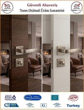 Çelebi Nergis Rozetli İç Kapı Kolu - Parlak Nikel - Wc Banyo
