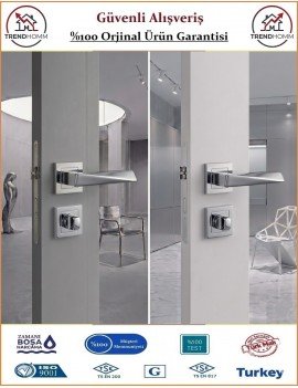 Çelebi Prizma Rozetli İç Kapı Kolu - Parlak Nikel - Wc Banyo