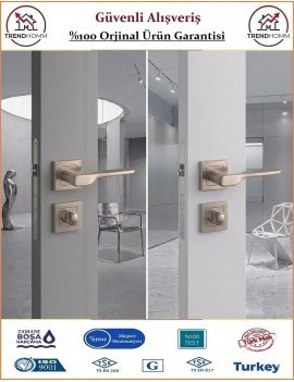 Çelebi Sedir Rozetli İç Kapı Kolu - Parlak Nikel - Wc Banyo