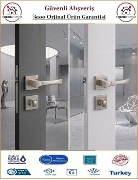 Çelebi Viktorya Rozetli İç Kapı Kolu - Parlak Nikel - Wc Banyo