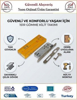 Kale İç Oda Kapı Kilidi - Gömme Oval 40mm - Nikel