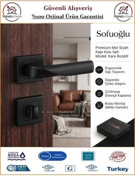 Sofuoğlu Noyan Rozetli Kapı Kolu - Mat Siyah - Wc Banyo