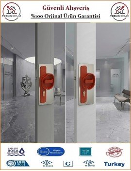 Okul Tipi Pvc Güvenli Bariyerli Kapı Kolu - Kırmızı