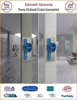 Okul Tipi Pvc Güvenli Bariyerli Kapı Kolu - Mavi