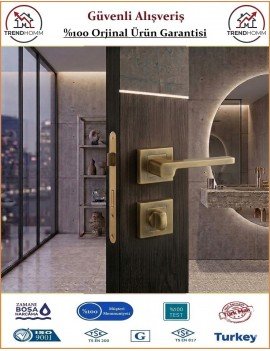 Sofuoğlu Anka Rozetli Kapı Kolu - Antik Sarı - Wc Banyo