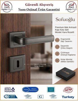 Sofuoğlu Seyhan Rozetli Kapı Kolu - Mat Antrasit - Oda
