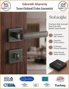 Sofuoğlu Seyhan Rozetli Kapı Kolu - Mat Antrasit - Wc Banyo
