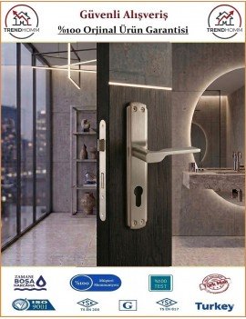 Trendhomm Sedir Aynalı İç Kapı Kolu - Nikel Saten - Dış Kapı - Yale