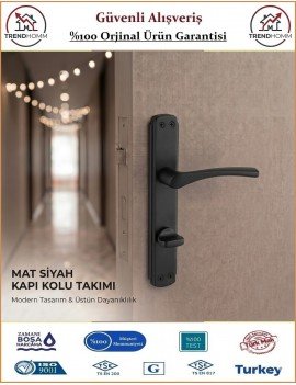 Trendhomm Bravo Aynalı İç Kapı Kolu - Mat Siyah - Wc Banyo - Sağ