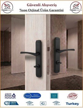 Trendhomm Bravo Aynalı İç Kapı Kolu - Mat Siyah - Wc Banyo - Sağ