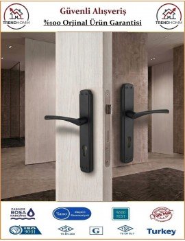 Trendhomm Bravo Aynalı İç Kapı Kolu - Mat Siyah - Dış Kapı - Yale