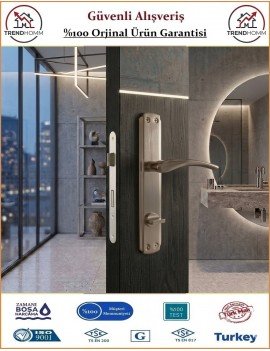 Trendhomm Bravo Aynalı İç Kapı Kolu - Nikel Saten - Wc Banyo - Sağ