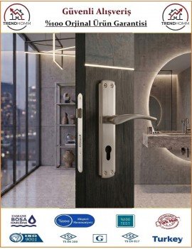 Trendhomm Bravo Aynalı İç Kapı Kolu - Nikel Saten - Dış Kapı - Yale
