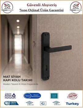 Trendhomm Lama Aynalı İç Kapı Kolu - Mat Siyah - Oda
