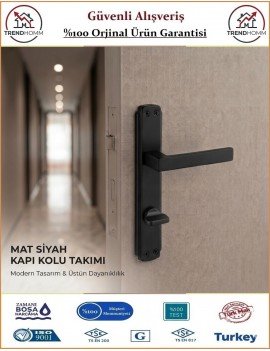 Trendhomm Lama Aynalı İç Kapı Kolu - Mat Siyah - Wc Banyo - Sağ