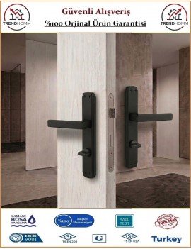 Trendhomm Lama Aynalı İç Kapı Kolu - Mat Siyah - Wc Banyo - Sağ