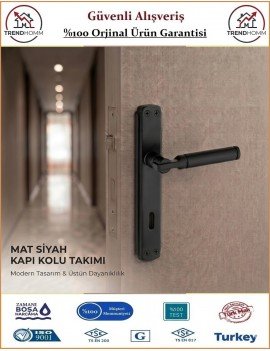 Trendhomm Parçalı Aynalı İç Kapı Kolu - Mat Siyah - Oda