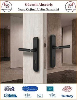 Trendhomm Parçalı Aynalı İç Kapı Kolu - Mat Siyah - Dış Kapı - Yale