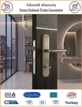 Trendhomm Parçalı Aynalı İç Kapı Kolu - Nikel Saten - Wc Banyo - Sağ