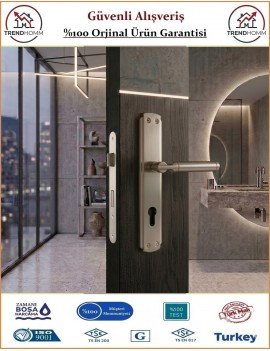 Trendhomm Parçalı Aynalı İç Kapı Kolu - Nikel Saten - Dış Kapı - Yale