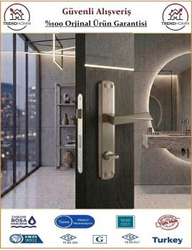 Trendhomm Prizma Aynalı İç Kapı Kolu - Nikel Saten - Wc Banyo - Sağ