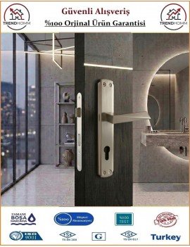 Trendhomm Prizma Aynalı İç Kapı Kolu - Nikel Saten - Dış Kapı - Yale